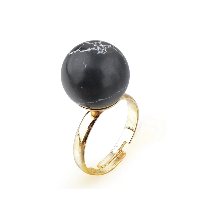 

2019 Ins style lady ring geometry round ball white pine stone lady ring ring adjustable, Picture