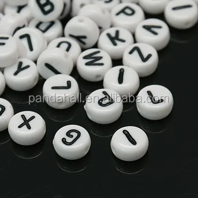 

PandaHall Acrylic Pony Beads Plastic Beads Flat Round Alphabet Beads Mixed White 7x4mm Hole 1mm