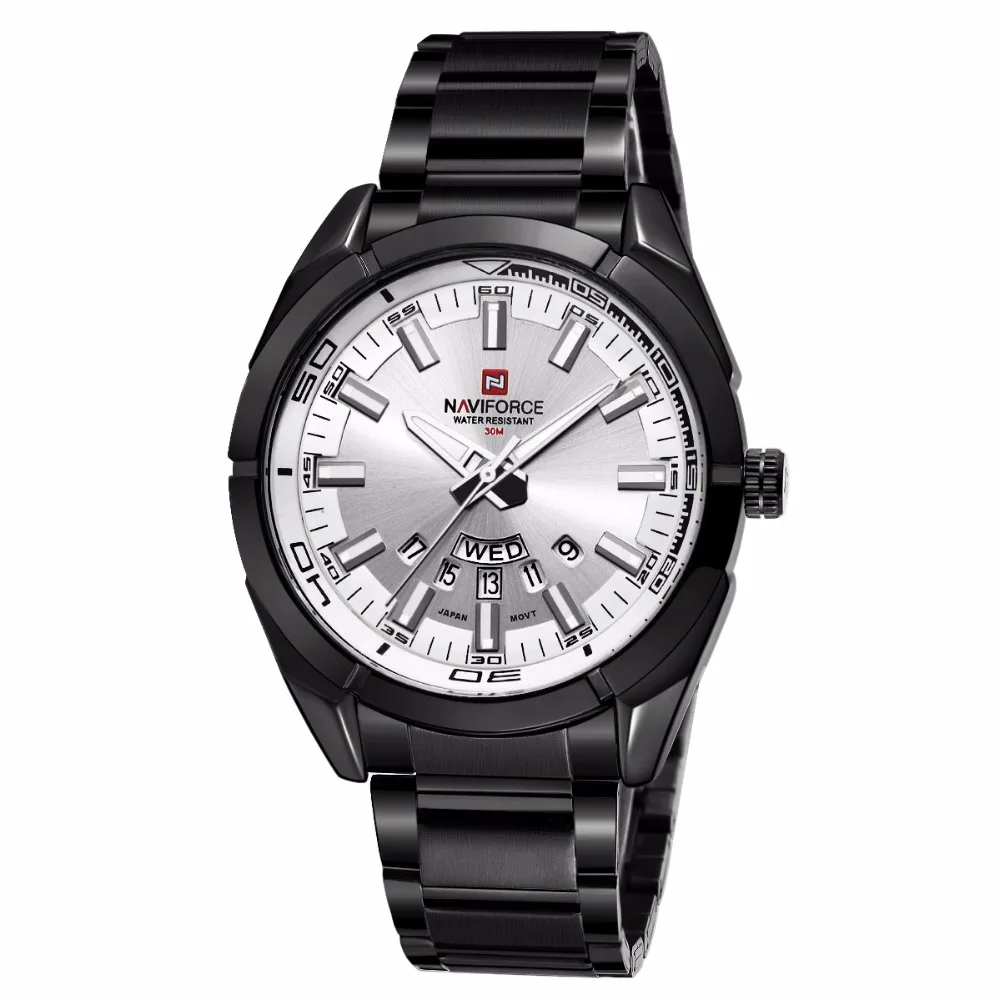 

NAVIFORCE 9038 Complete Calendar Week Show Men Stainless Steel Watch, 4 colors for you choose