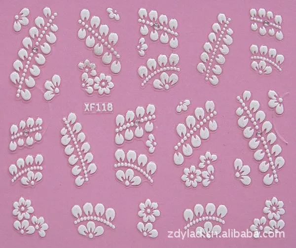 white plant design Water Transfer Nails Art Sticker decals lady women manicure tools Nail Wraps Decals
