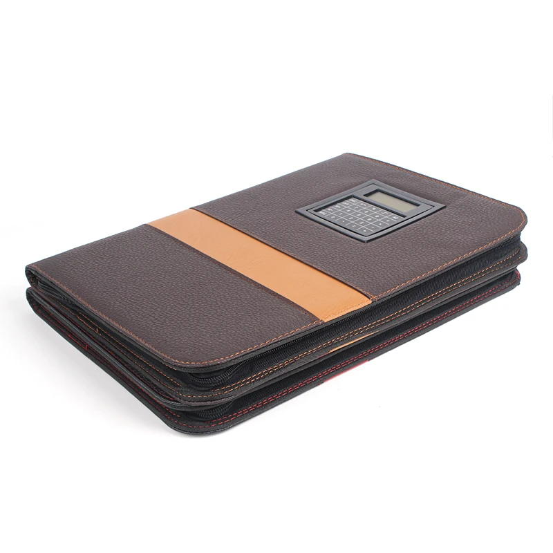 HUAHAO brand Multi-function calculator pu laptop office supplies stationery zipper order custom notebook