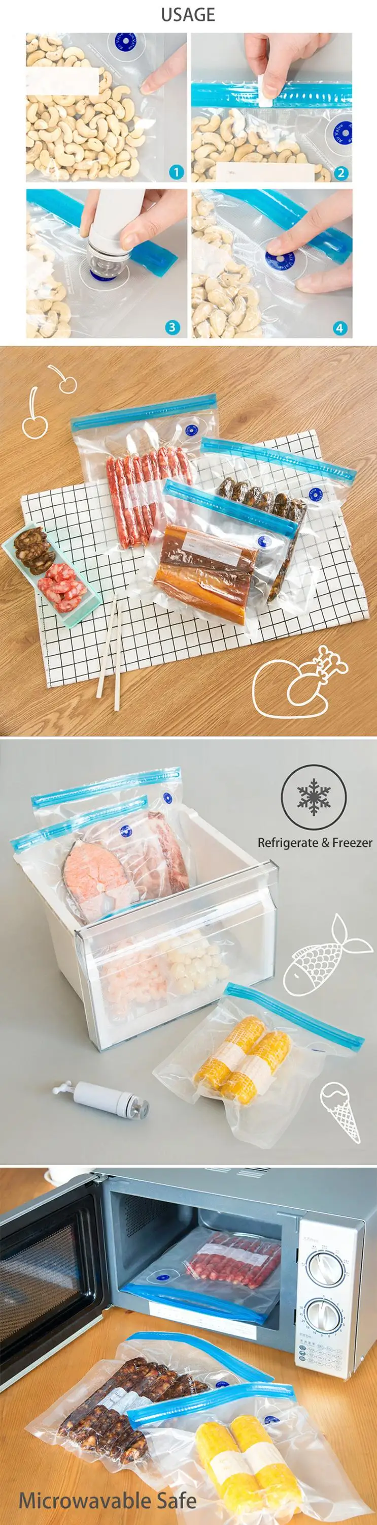 Sous Vide Bags For Vacuum Packing Machine Packaging Food Storage Vacuum