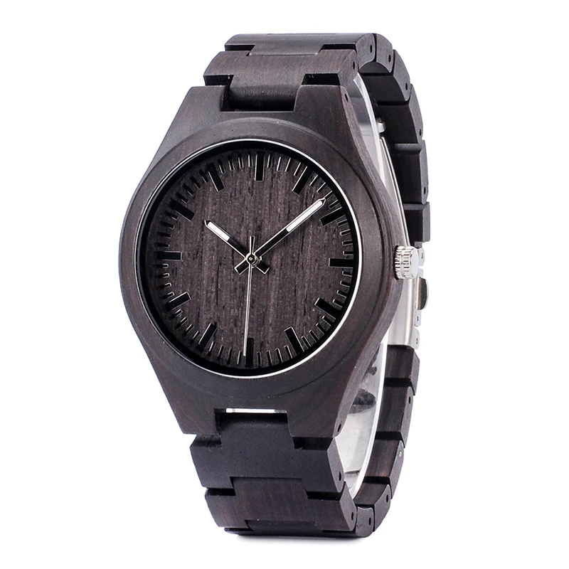 

2018 BOBO BIRD China Supplier Mens Watch Custom Logo with black ebony strap Engrave Watch