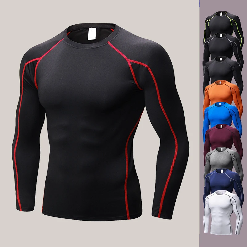 

Men Compression Long Sleeve Sports Tight T Shirts,Fast Drying Fitness GYM Tops, As the pictures