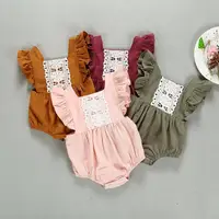 

Infants and young children cotton and linen romper baby girls romper kids line clothes