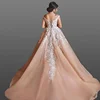 Custom Made Long Wedding Evening Dress Party Wear Lace Peach Evening Dresses 2018 For Fat