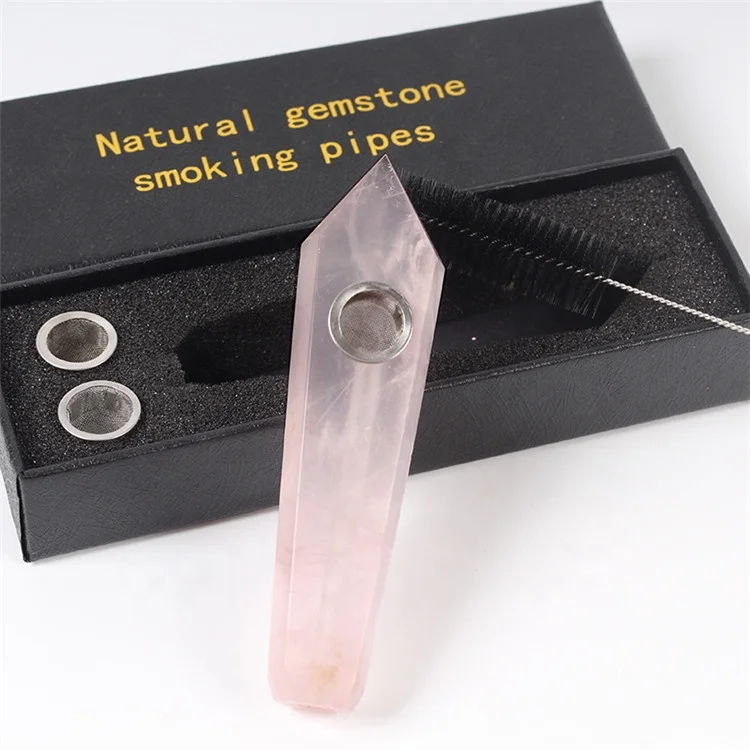 

Wholesale Natural Rose Crystal Tobacco Weed Smoking Pipes, Pink