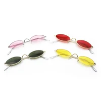 

2018 New Women Men Custom Novelty Retro Sunglasses Candy Colorful Women Trendy Small Narrow Oval Metal Sun Glasses