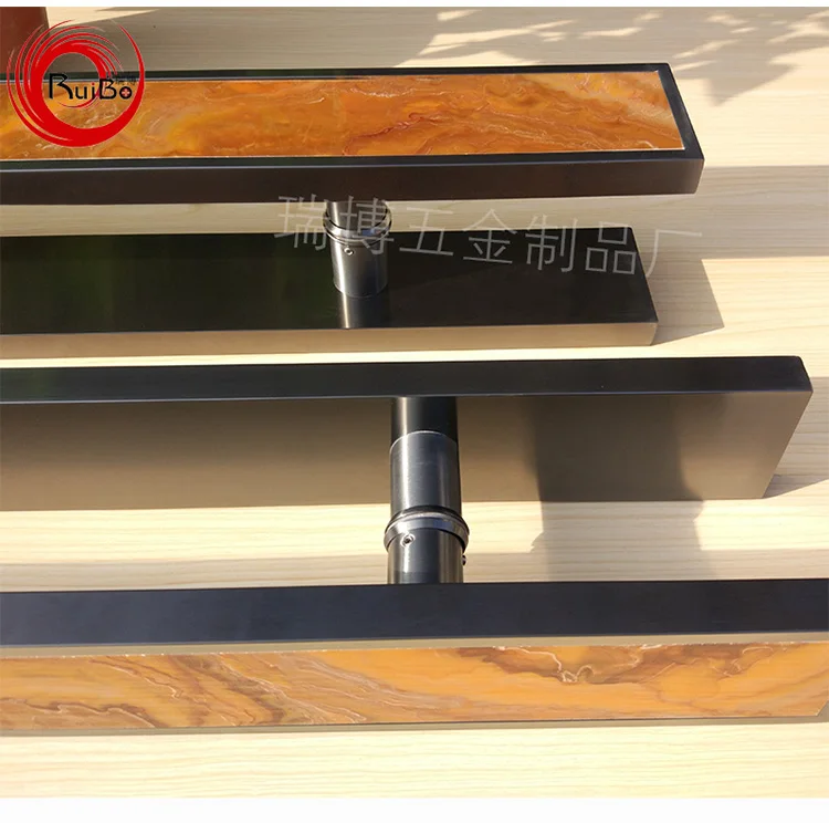 big door handle with marble stone