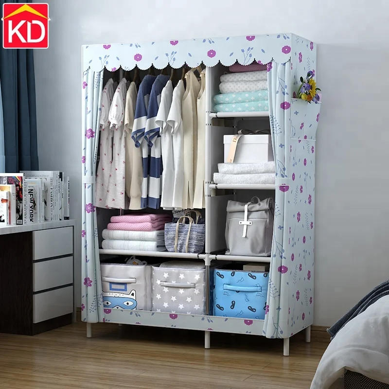
Simple style wardrobe non-woven folding assembly large cheap corner bedroom closet wardrobe 