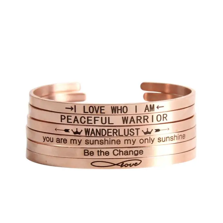 

Stainless Steel Cuff Custom Content Engraved Bangle, Silver;gold;rose gold;black