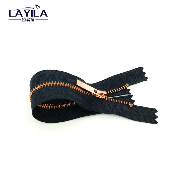 
Fashion decorative 6 inch golden close end metal zipper wholesale 