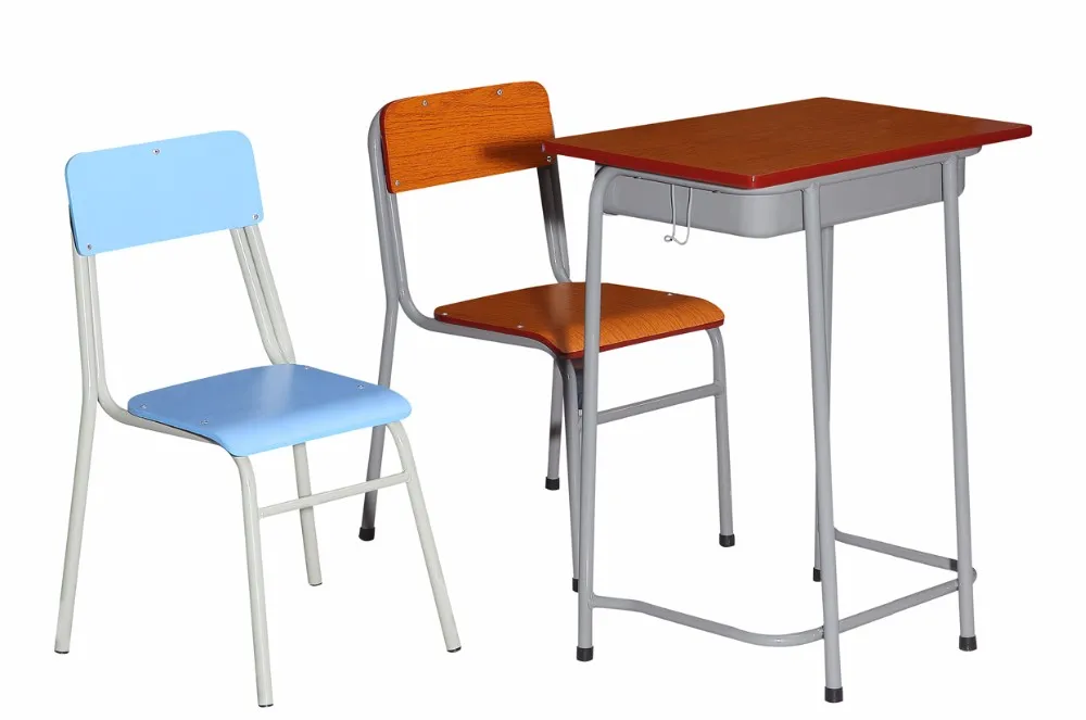 School Furniture Fireproof Board Desk& Chair Height Adjustable Student
