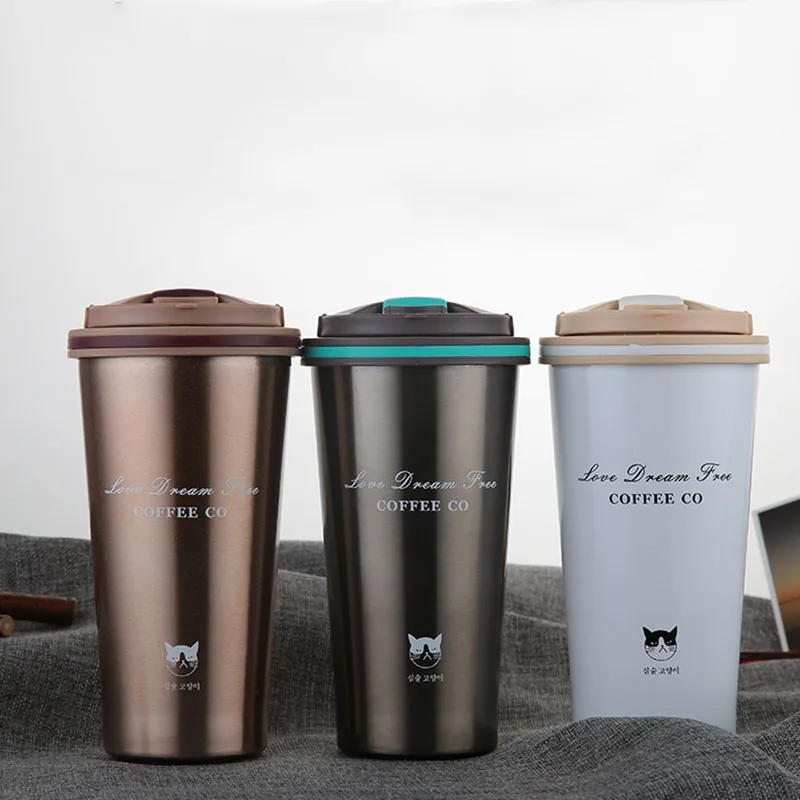 HT200059 Thermos Coffee Mug 500ml Cat New Stainless Steel Vacuum Flask Vacuum Cup Coffee Mugs Business Gift Cups Thermos