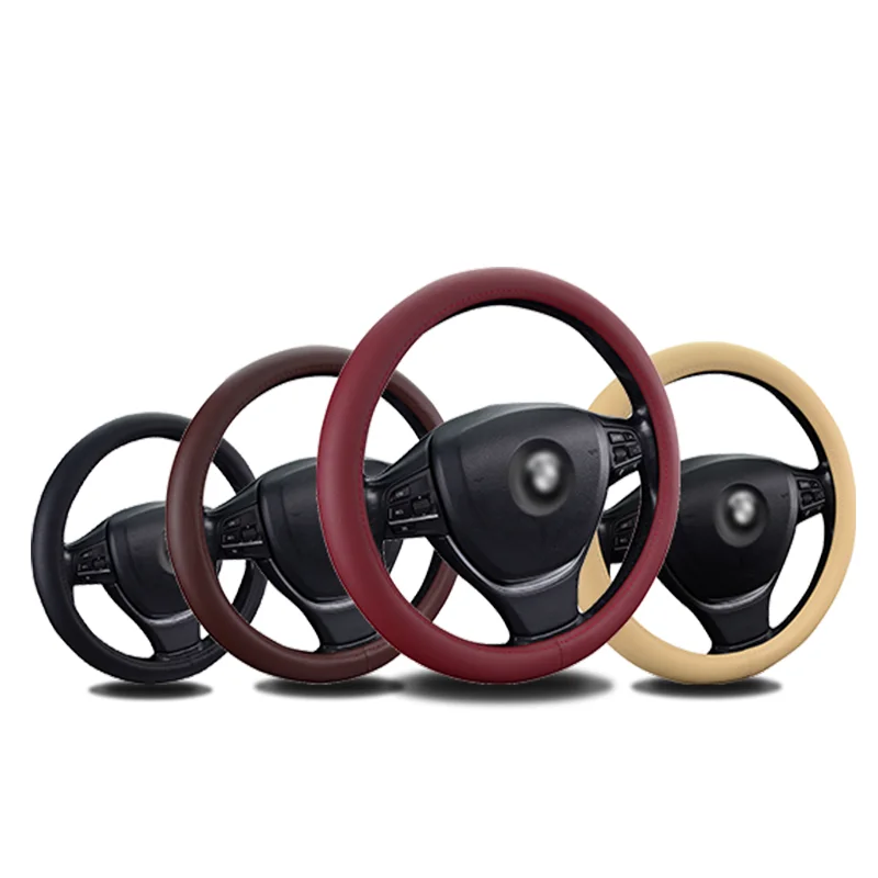 
Simple Best 14 Inch Brown Leather Car Steering Wheel Covers 
