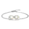 925 Sterling Silver Opal Infinity Bracelet Adjustable Women Fall Fashion Opal Jewelry Bracelet Party Anniversary Engagement