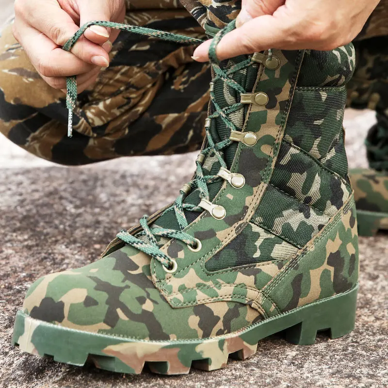 

Rubber Outsole Material Army Hunting Camo Shoes Military Boot Infantry Combat Tactical Police Boots