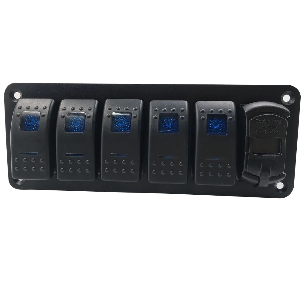 Boat Rocker Switch Panel 6 Gang Car Rv Marine Rocker Switches With 4.8a