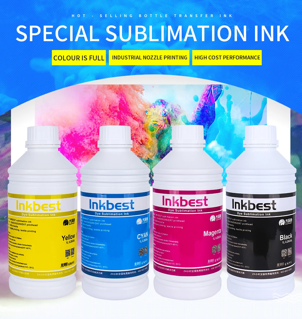 High Quality Inkbest 1 Litre White Dye Sublimation Ink For Cotton