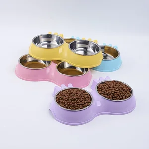 Candy Color Stainless Steel Double Pet Bowls Pet Cat Dog Puppy Food Water Bowl