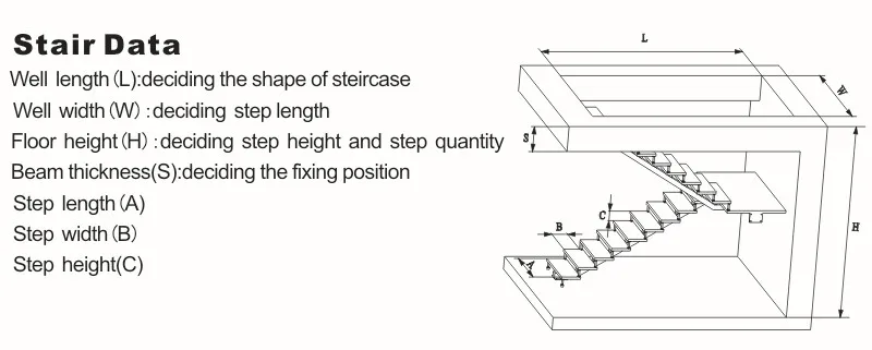 Customized folding stairs mono stringer wooden glass stairs details