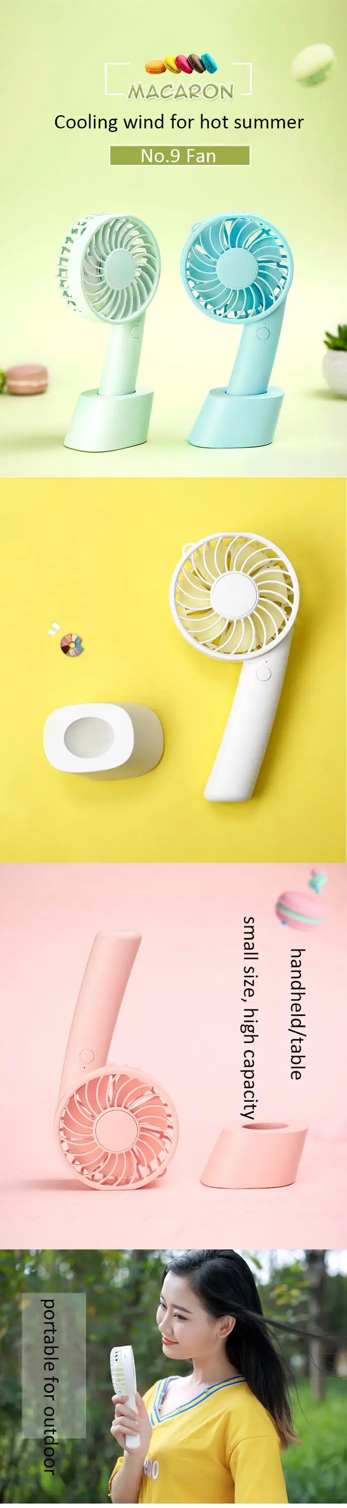 2018 lucky number 9 mini Fan rechargeable USB Table