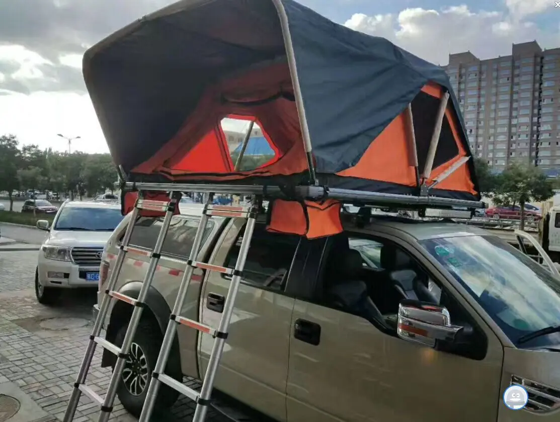 Orange Soft Roof Top Tent With Double Ladders