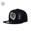 Fashion custom 2D embroidery patch flat brim black plain hat custom color snapback hat machine eyelet cap