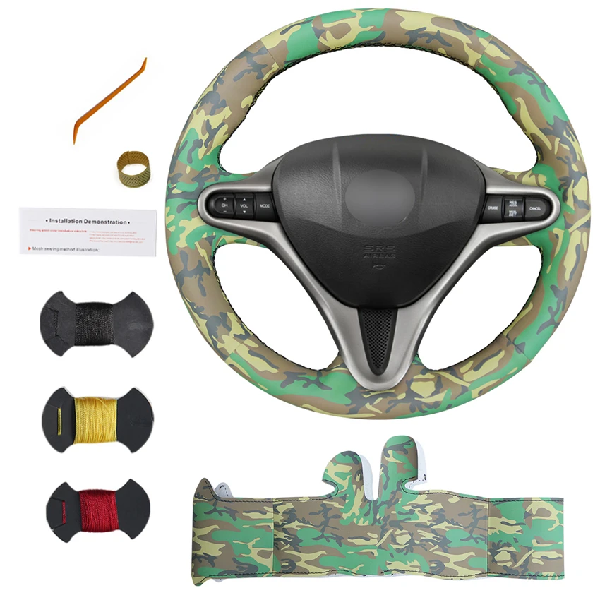 

Hand Sewing All Camouflage Artificial Leather Steering Wheel Cover for Honda Civic Civic 8 2006 2007 2008 2009 2010 2011