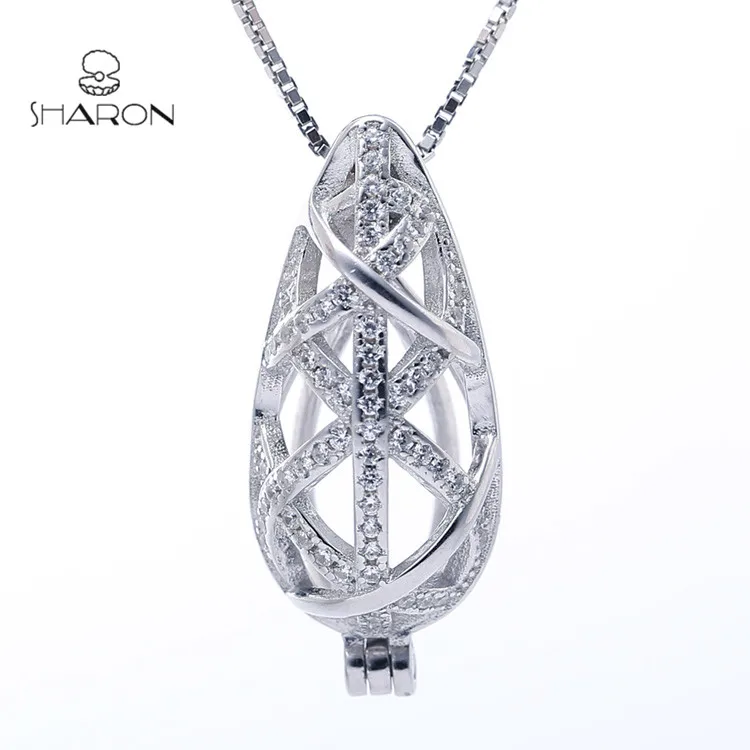 

Vegetable Necklace Jewelry Locket Sterling Silver Corn Pearl Cage Pendant S925
