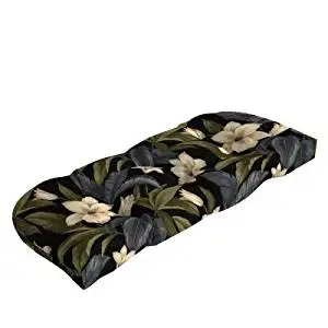 Buy Hampton Bay Black Tropical Blossom Tufted Outdoor Bench