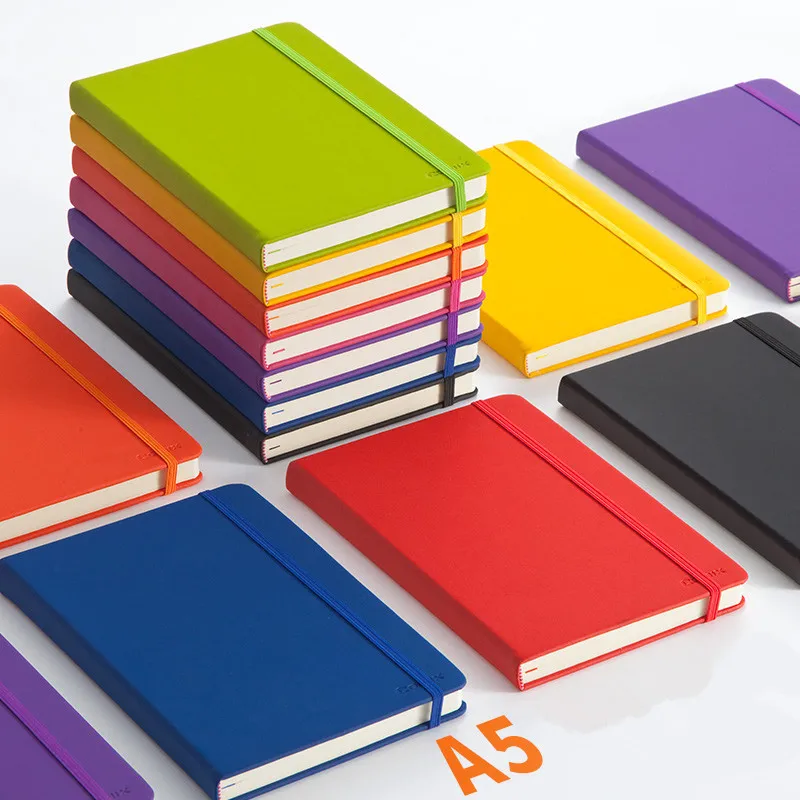Custom Printing A5 Elastic Bandage Leather Notebook with Emboss logo School Notepad