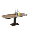 Modern Dining Room Furniture Space Saving Transforming Extendable Rectangle Glass Ceramics Dining Table Set