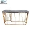 circle base stainless steel artificial marble top sofa table for sale XG005