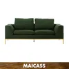 Fashion gold brused brass Forest Green velvet 2 seater Sofa