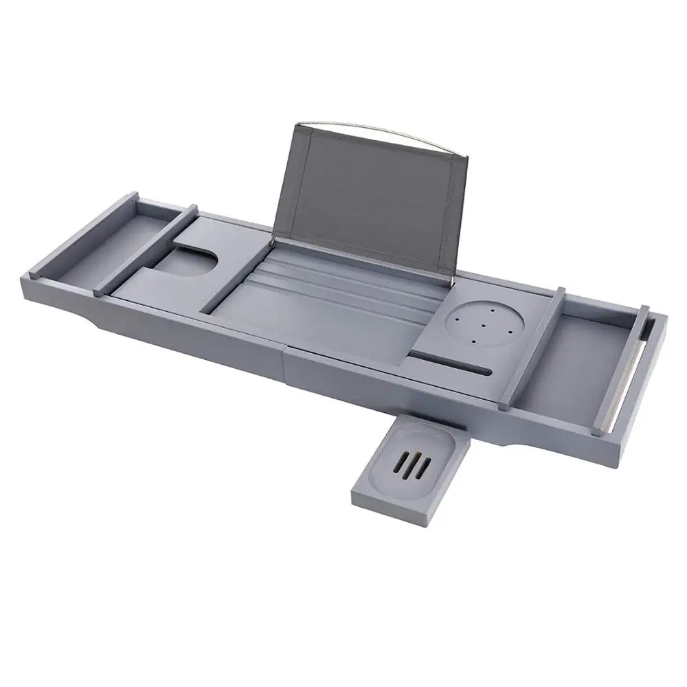 

Extendable Bamboo Bath Tray with Waterproof Gray
