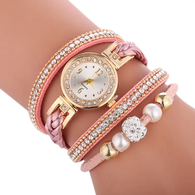 

2019 Striped Bead Bracelet Euro-American Hot Ladies Watch Luxury Watch Women Japan Movement Quartz Watch, As shown