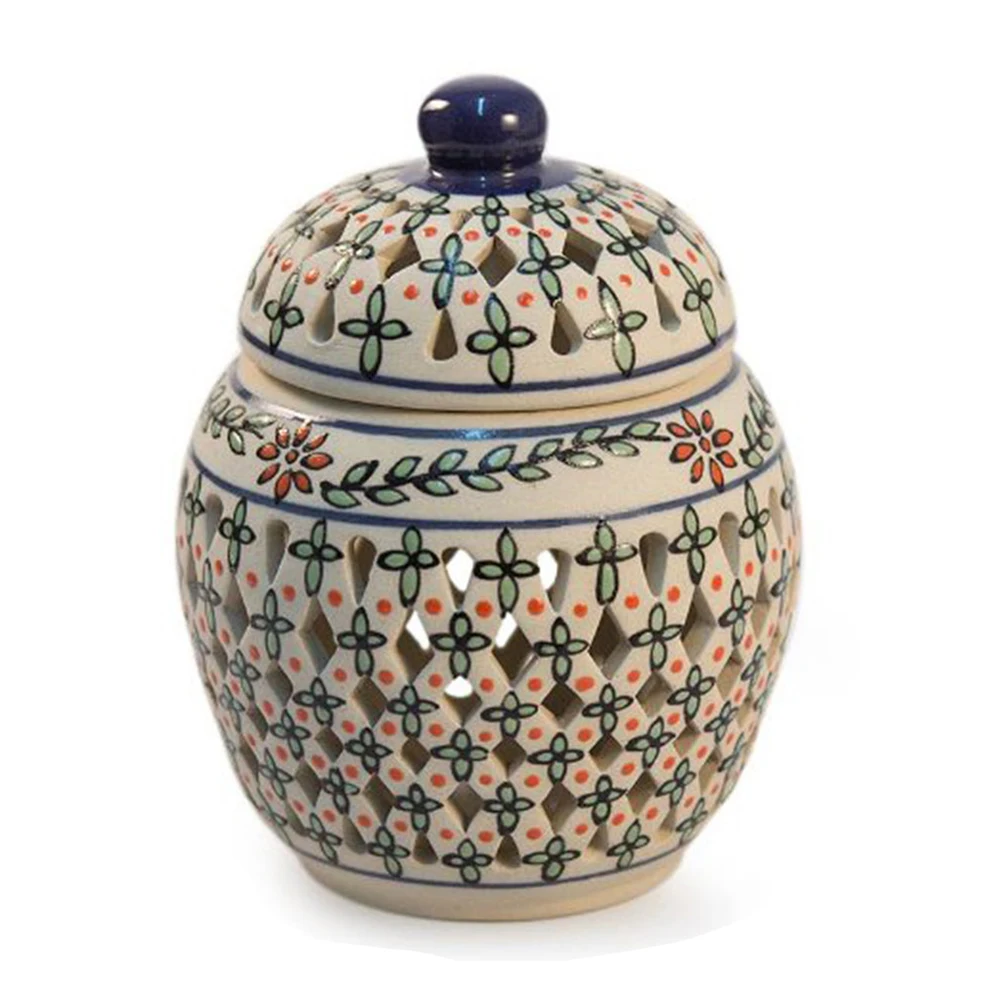 decorative glazed floral ceramic jar pottery pot for sale