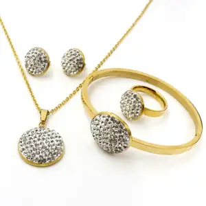 Afxsion Wholesale, necklaces, earrings, bracelets and rings designed for women stainless steel colored diamond jewelry set