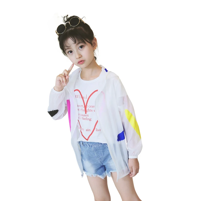 

Outdoor Baby Girl Summer sun-proof clothing Jacket for kids, White