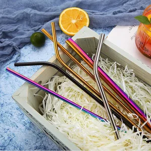 Amazon Top Seller 2019 MultiColor Metal Straw Stainless Steel Drinking Straws