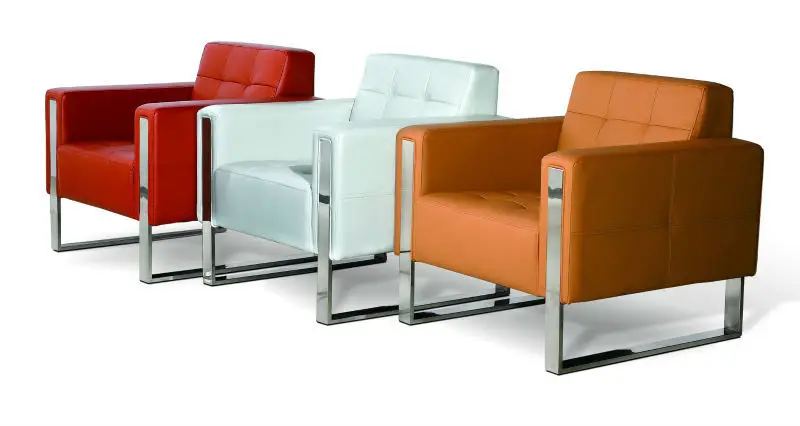 modern office leather sofa with stainless steel legs SJ897