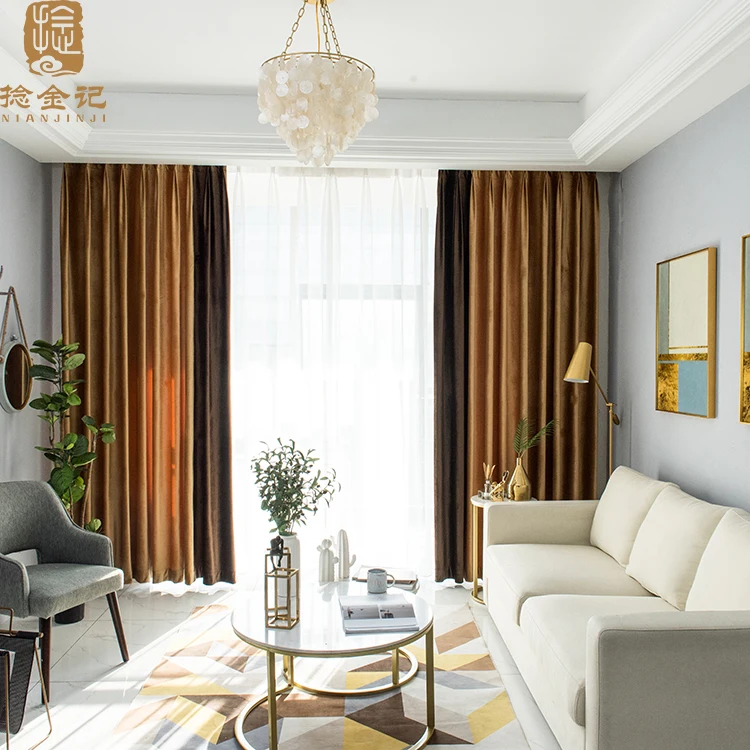 Luxury Drapes Thick Velvet Fabric Ready Made Curtain In Stock