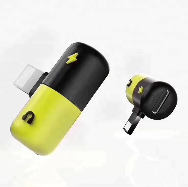 

Mini Capsules Connector 2 in 1 Dual Lightn-ing 8 pin audio adapter Splitter For i7/7+,8/8+,X