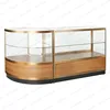Circle arc shape combination counter/ tempered glass display cherry veneer cabinet/jewelry display cabinet
