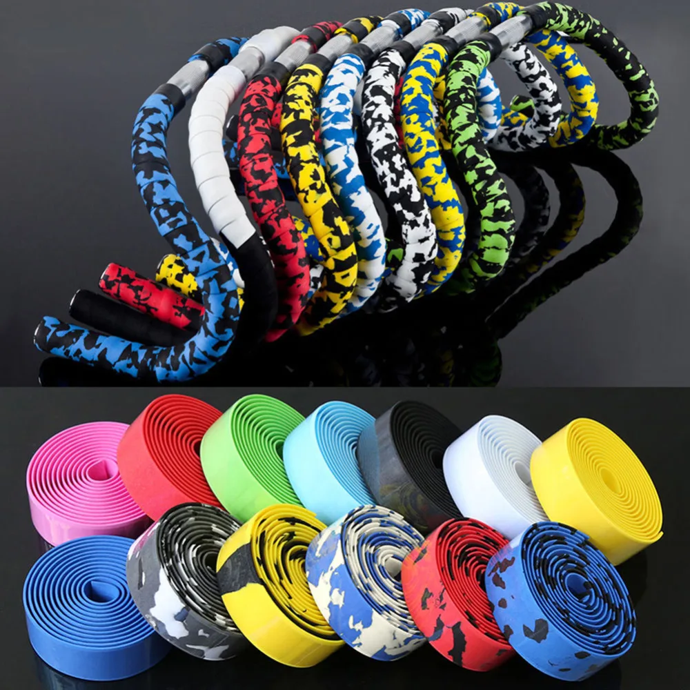 2PCS Bike Cycling Road Bike Sport Bicycle Cork Handlebar Rubber Tape Wrap+2 Bar
