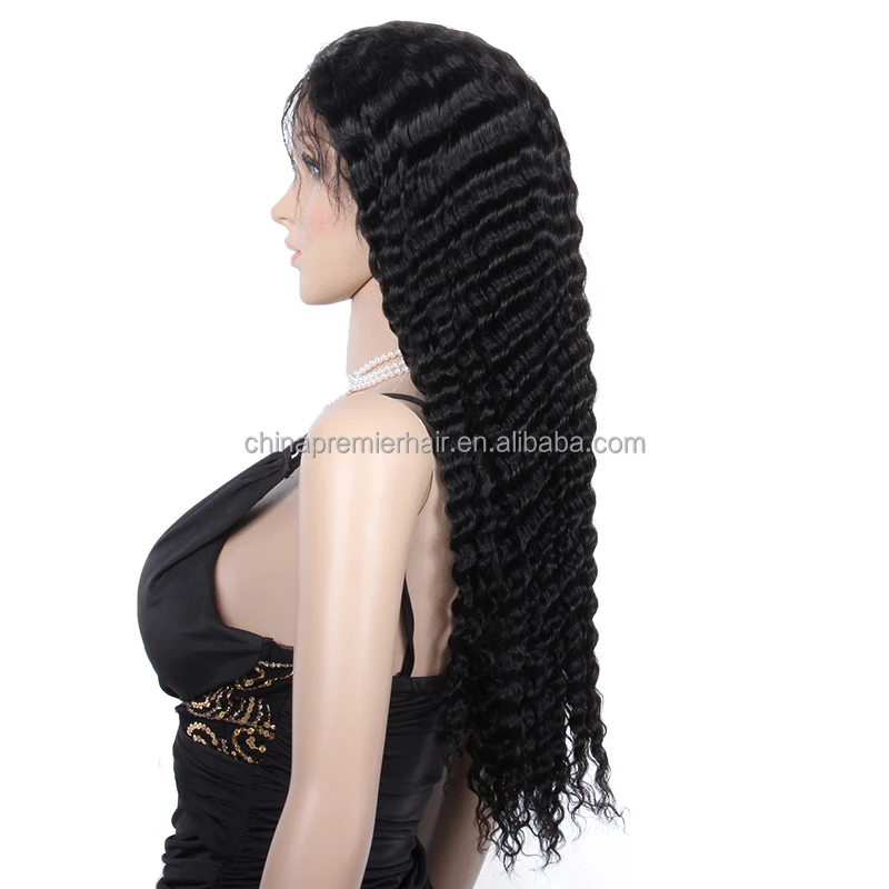 

200% Heavy Density Wigs 100% Virgin Peruvian Human Hair Deep Wave Glueless Lace Front Wig