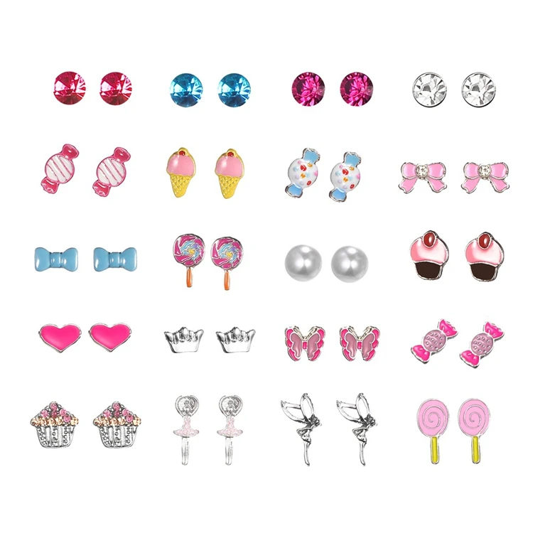 

New 20 pairs children' lovely cartoon crystal candy cake alloy earring