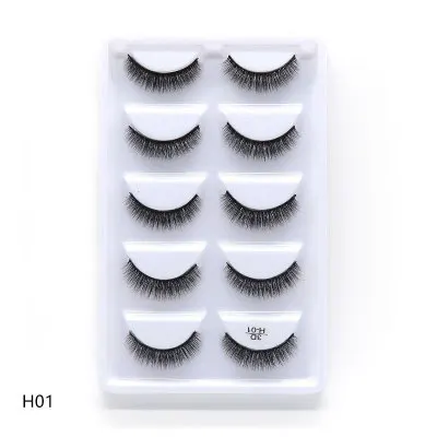 

Eyelashes packaging box 5 pairs faux mink eyelash custom boxes, Natural black 3d mink eyelash