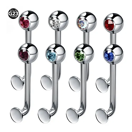 

G23 Titanium Christina Vertical Hood Piercings Crystal Gem Lip Rings, As your requirement from color chat